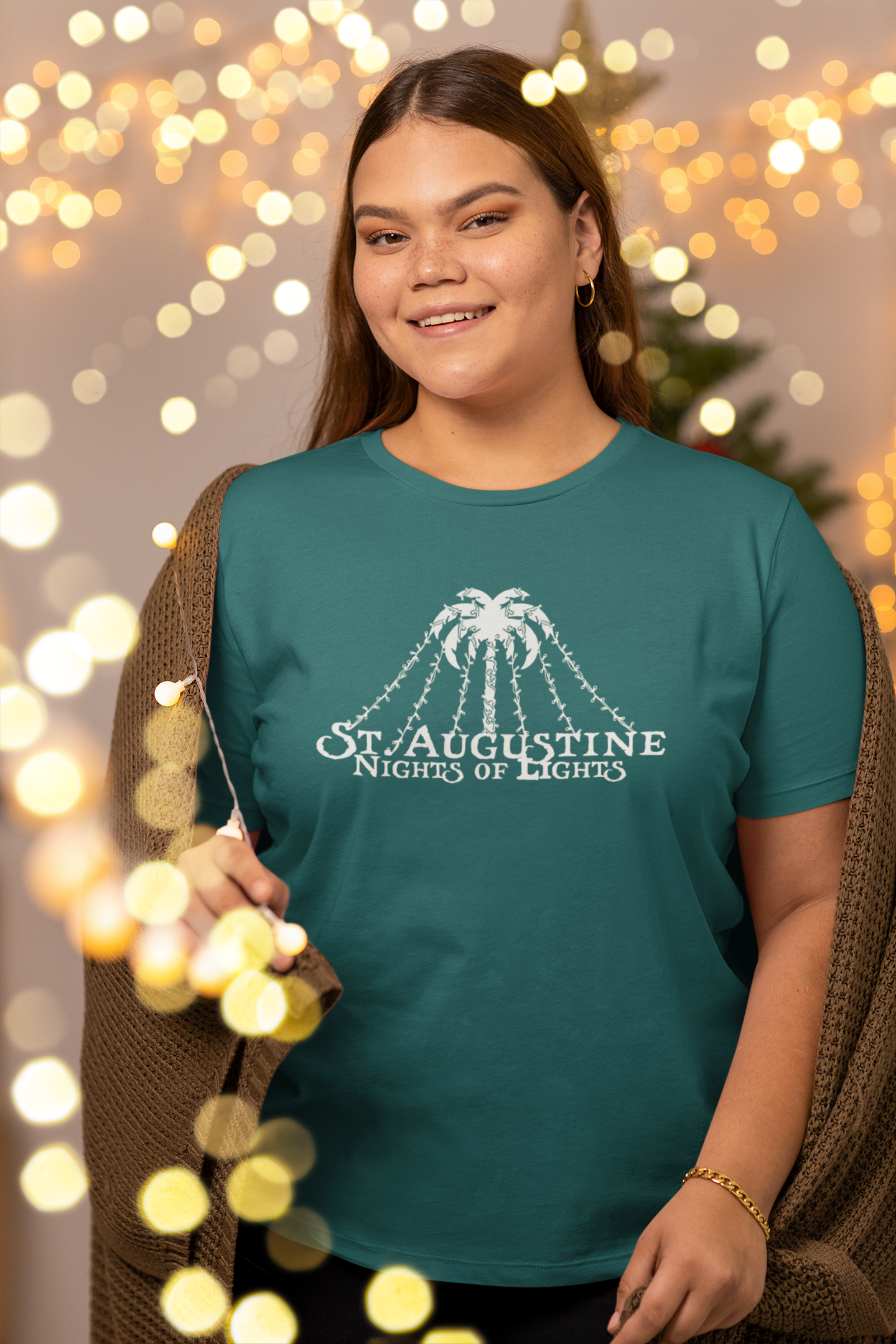 Nights of Lights - Palm tree lights - Adult Unisex Crew Neck T-Shirt