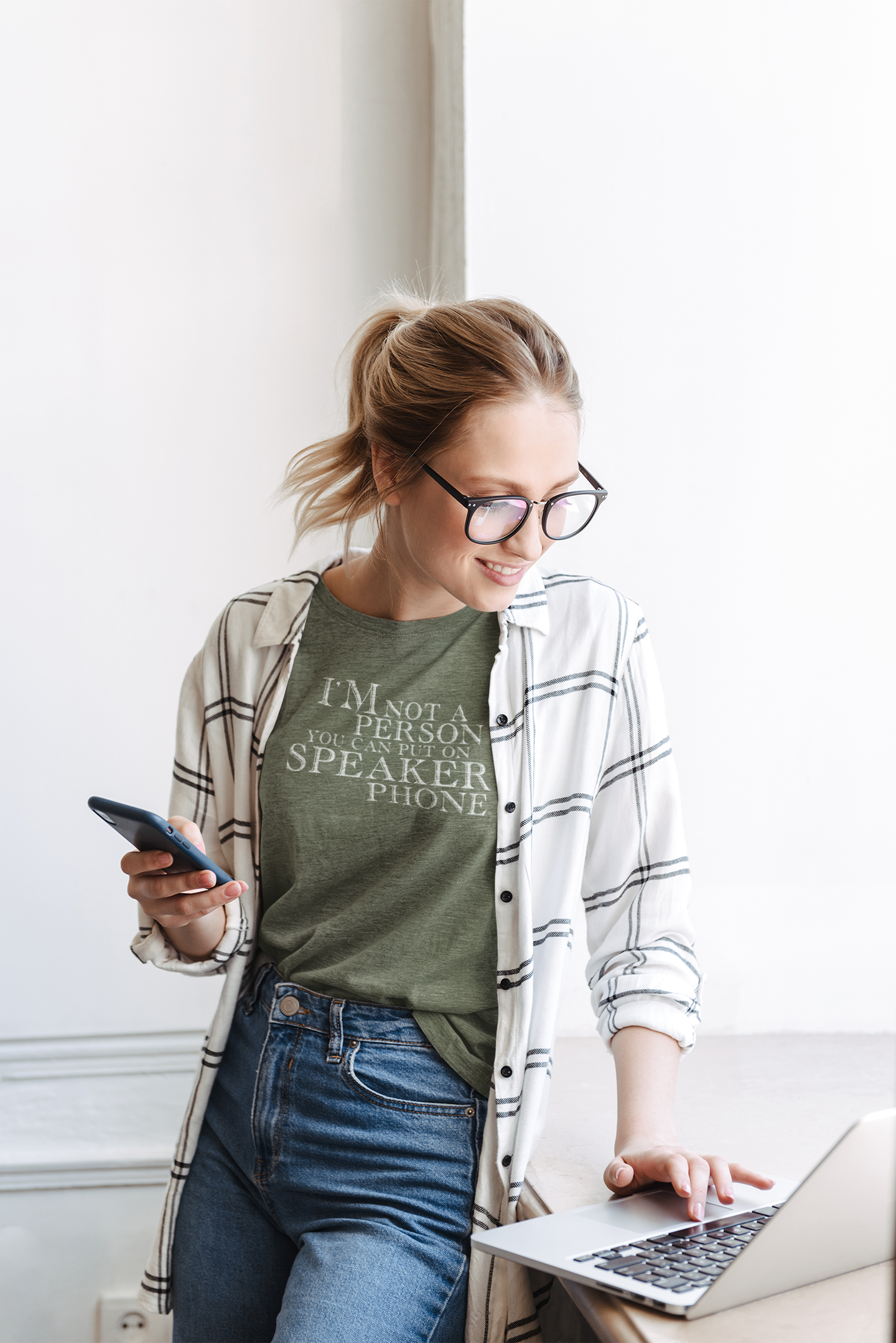I'm not a person you should put on speaker phone - Adult Unisex Crew Neck Shirt
