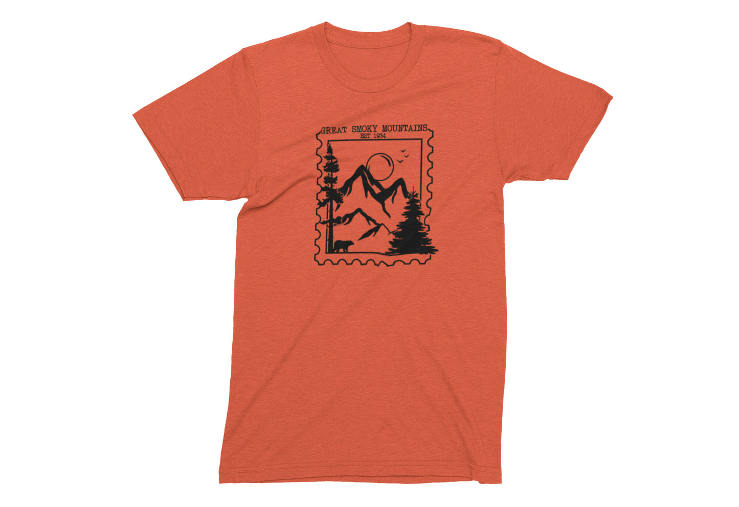 Stamp - Great Smoky Mountains - Adult Unisex Crew Neck T-Shirt