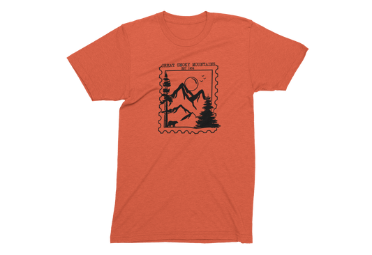 Stamp - Great Smoky Mountains - Adult Unisex Crew Neck T-Shirt