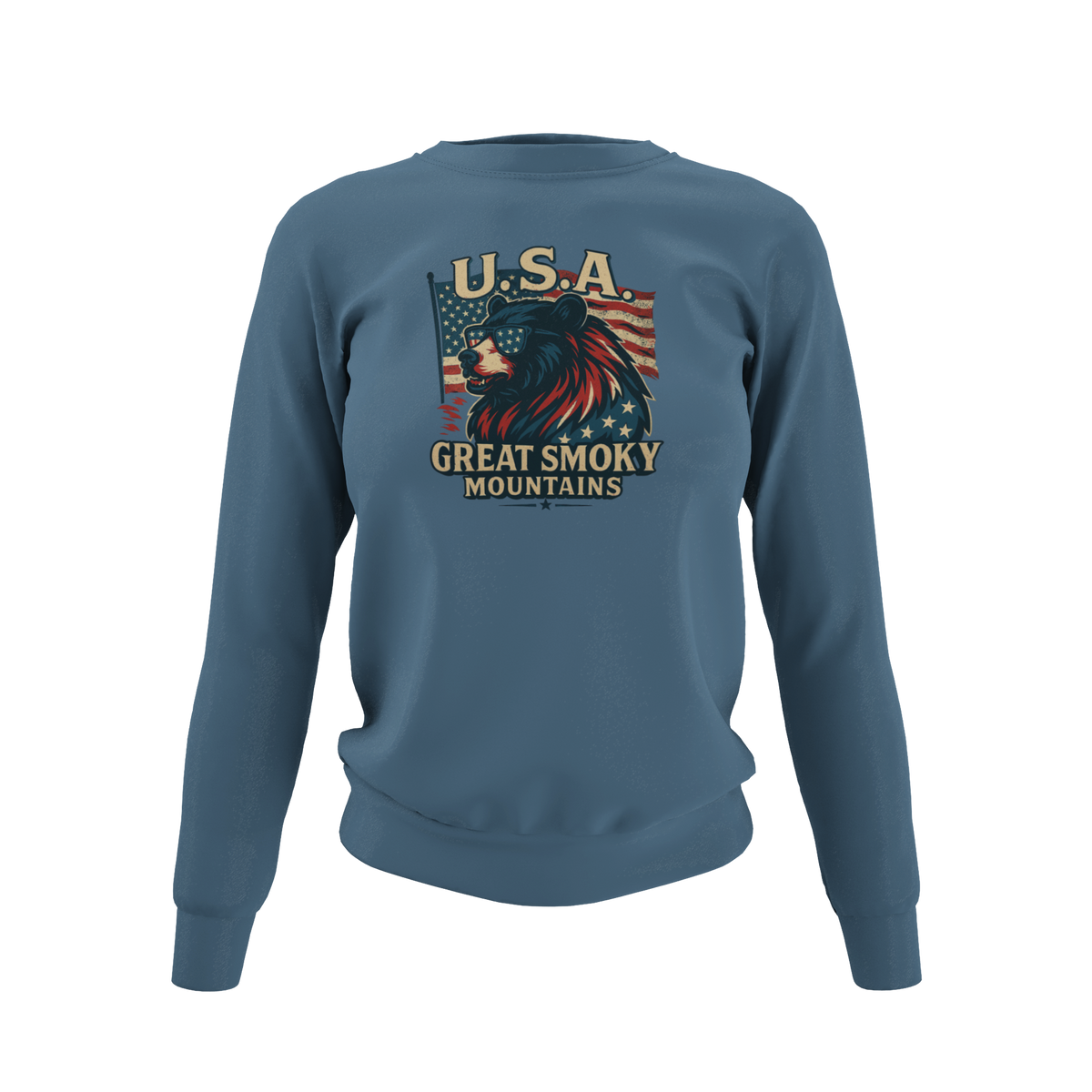 USA Patriotic Bear Head (Full Color Print) - T-Shirt, Hoodie or Sweatshirt.