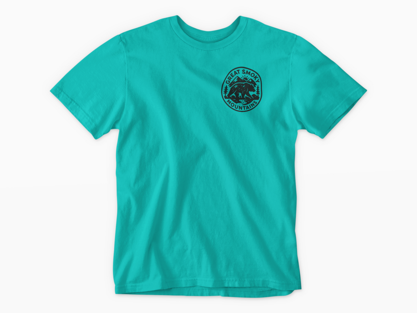 Great Smoky Mountains Badge (Left Chest) - Adult Unisex Crew Neck T-Shirt