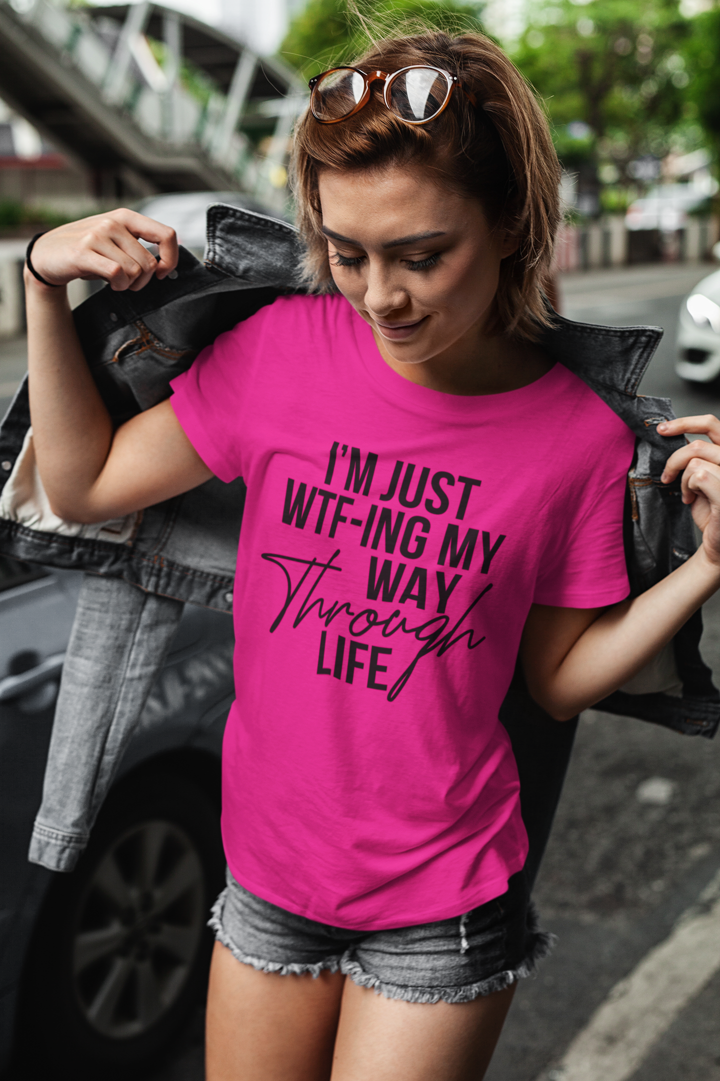 I'm just WTF'ing my way through life - Adult Unisex Crew Neck T-Shirt